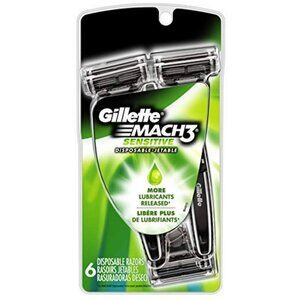 Gillette Mach 3 Sensitive Disposable Razor 6 Count